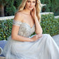 Juliet 287 Long Off the Shoulder Beaded Top A-Line Prom Dress