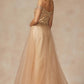 Juliet 287 Long Off the Shoulder Beaded Top A-Line Prom Dress