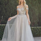 Juliet 287 Long Off the Shoulder Beaded Top A-Line Prom Dress