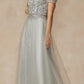 Juliet 287 Long Off the Shoulder Beaded Top A-Line Prom Dress