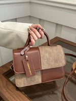 Color Block Flap Crossbody Bag with Top Handle - Farnelli