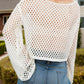 Openwork Round Neck Long Sleeve Cover Up - Farnelli