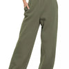 Zenana Fleece Sweatpant with Pockets - DK OLIVE