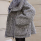 Ares Alaska Outerwear Company genuine fur trim down fill mohair parka coat in close-up view