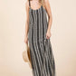 GeeGee Plus Size Striped Scoop Neck Beaded Strap Maxi Cami Dress - Farnelli