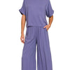Zenana Round Neck T-Shirt and Wide Leg Pants Set - MARLIN