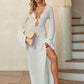 Slit Plunge Flare Sleeve Cover-Up Dress - Farnelli
