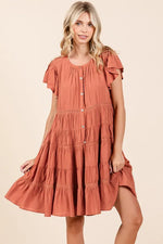 Mittoshop Lace Detail Ruffled Button Down Tiered Dress - Farnelli