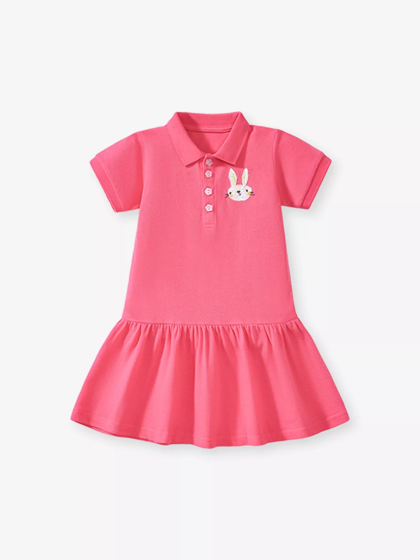 Children's Bunny Embroidered Polo Dress - Farnelli