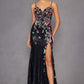 Juliet JT2909K Fitted Floral Embroidery and Sequin Prom Gown