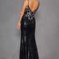 Juliet JT2909K Fitted Floral Embroidery and Sequin Prom Gown