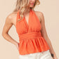 BiBi Back Open With Halter Neck Wrinkled Tank Top - Farnelli