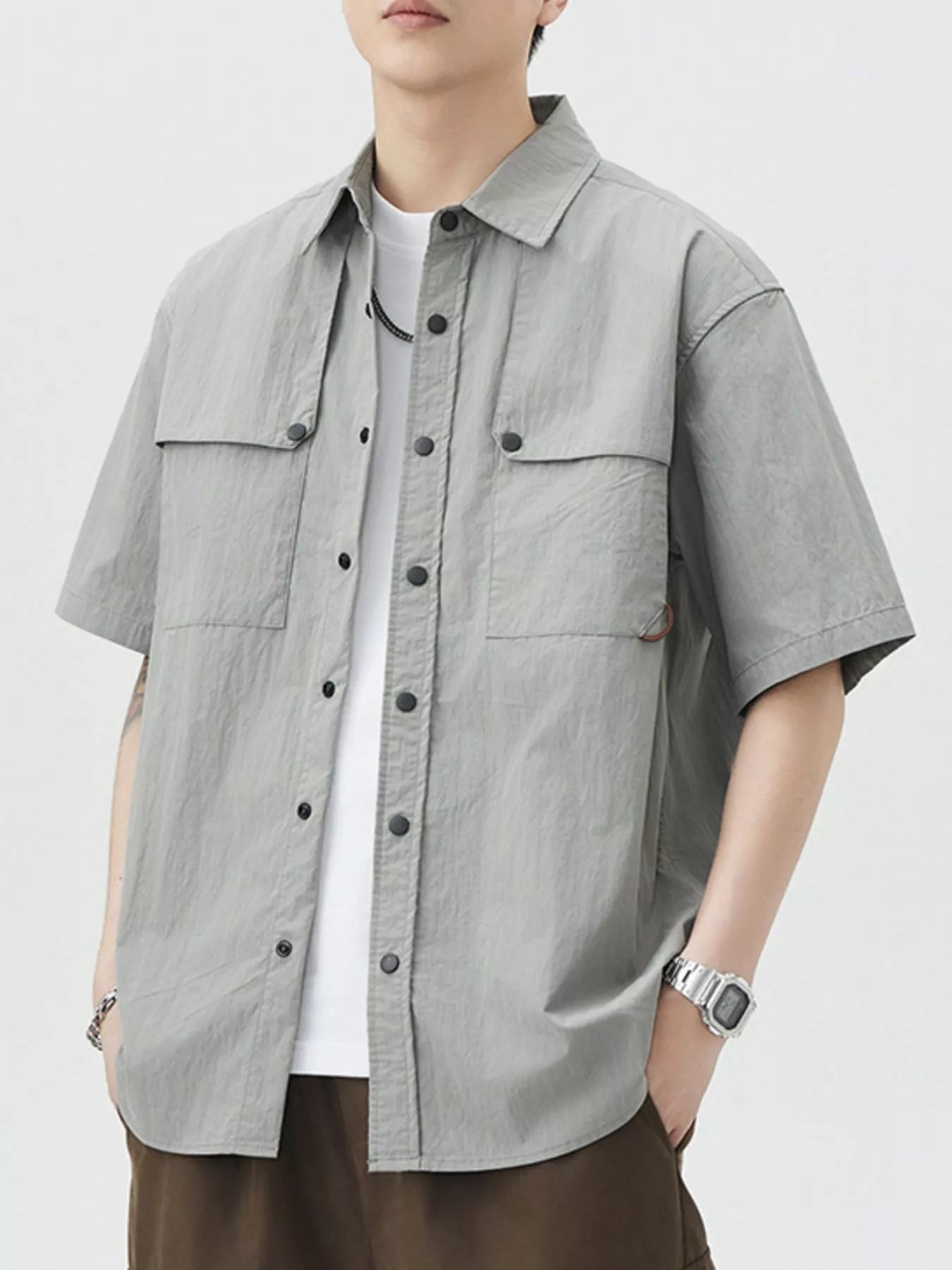 Men's Button Up Short Sleeve Shirt - Farnelli