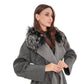 Boston Genuine Silver Fox Cashmere Blend Double-Face Coat in Grey Melange