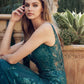 Juliet 294 Long Butterfly Appliques Low V-Neck Prom Dress