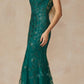 Juliet 294 Long Butterfly Appliques Low V-Neck Prom Dress