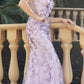 Juliet 294 Long Butterfly Appliques Low V-Neck Prom Dress