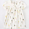 Children's Fairy Print Peter Pan Collar Puff Sleeve Dress - Beige
