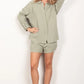 VERY J Texture Button Up Shirt and Shorts Set - Farnelli