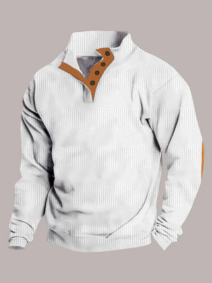 Men's Full Size Button Detail Long Sleeve Sweatshirt Plus Size - Farnelli