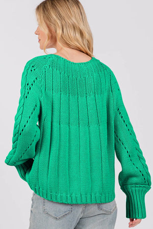 SAGE + FIG Cable-Knit Long Sleeve Sweater - Farnelli