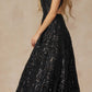 Juliet 297 Floor Length Feathered Cap Sleeve Patterned Sequin A-Line Gown