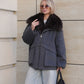 Rimini Genuine Fur Trim Wool Blend Parka in Graphite