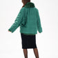 Reversible Genuine Silver Fox  Down Fill Coat in Emerald
