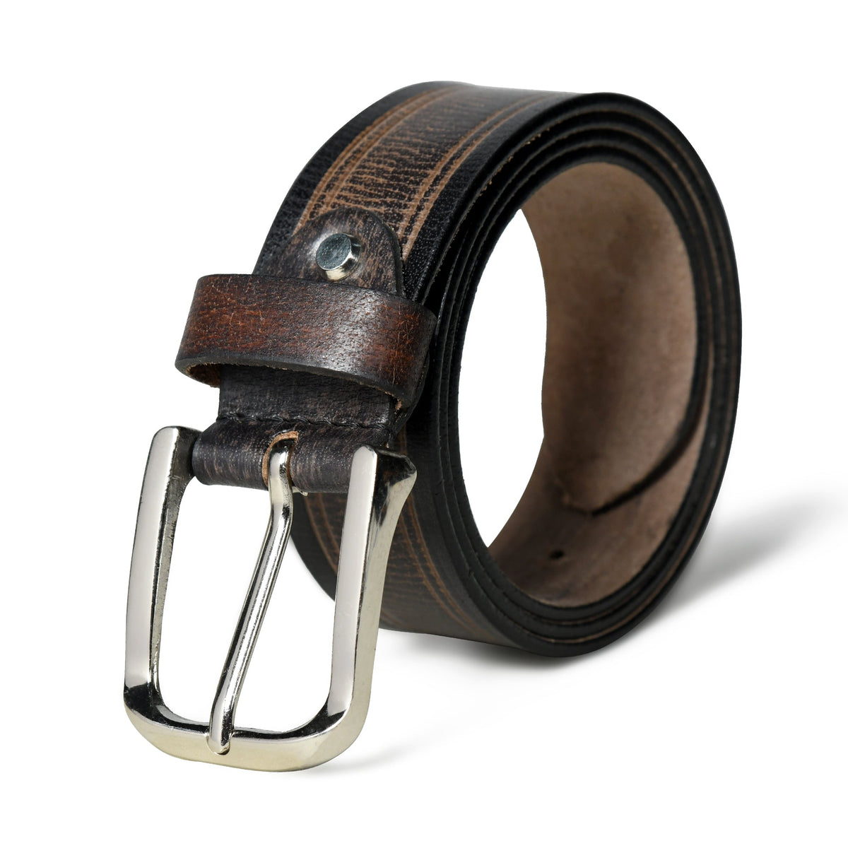 Classy Leather Bags Drover Leather Men's Belt in brown leather with a silver buckle, showcasing a sleek and durable design.