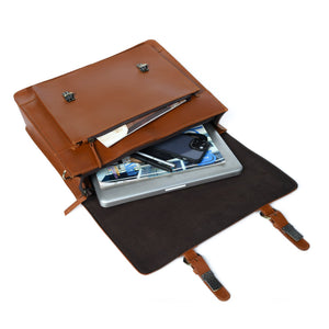 Classy Leather Bags Denver Office Briefcase in black leather with sturdy handles and multiple compartments for professional use.