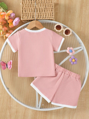 Children's Honey Flower Waffle Knit Tee and Shorts Set - Farnelli