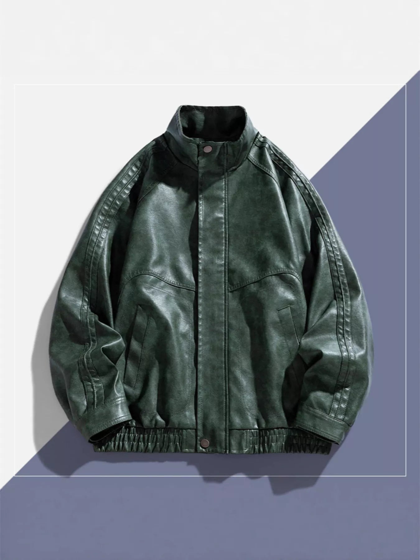 Men's Plus Size Vintage Style Faux Leather Moto Jacket - Farnelli