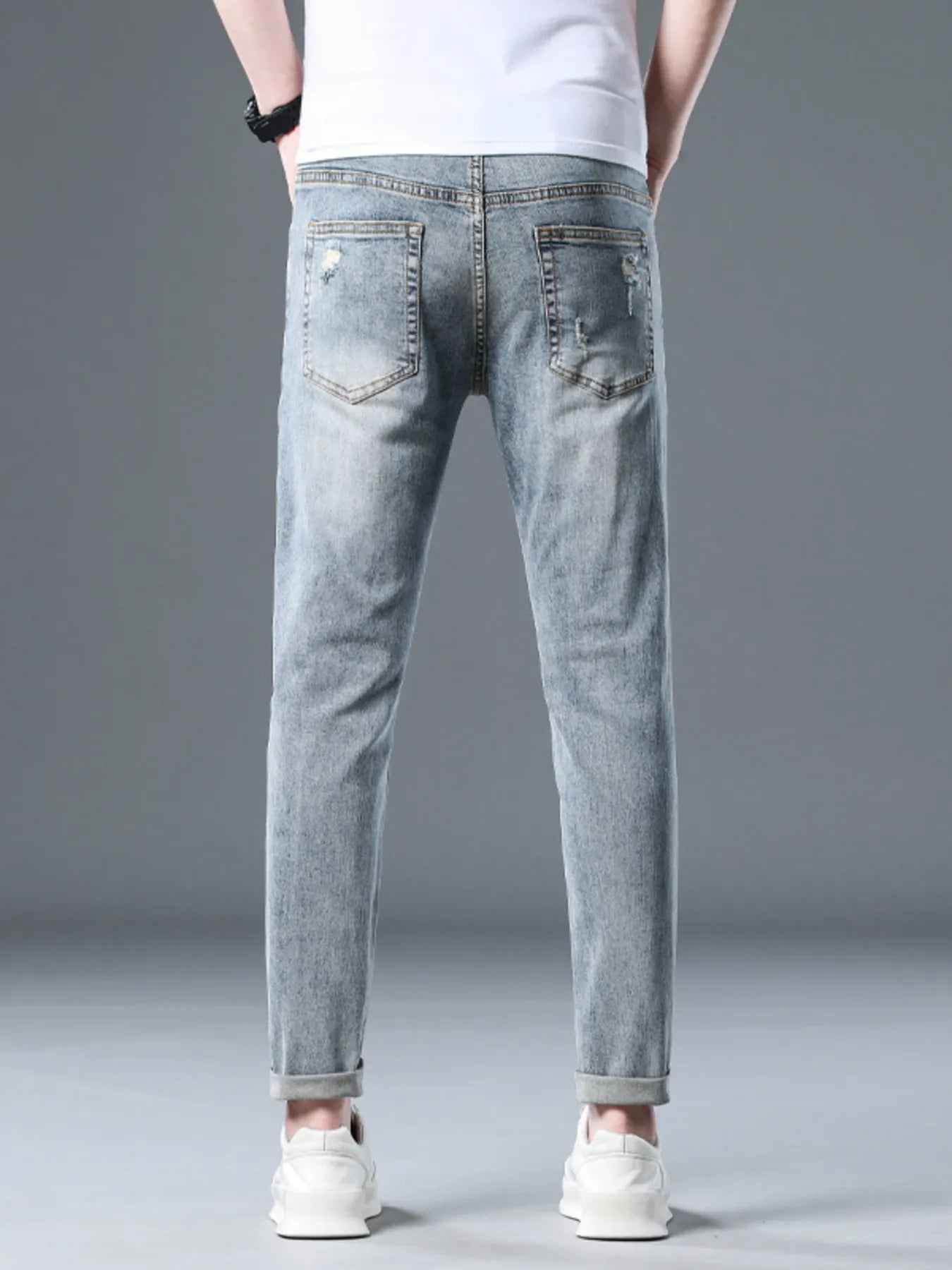 Men's Plus Size Distressed Slim Fit Jeans - Farnelli