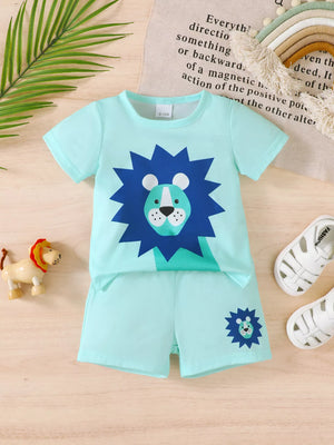 Children's Lion Short Sleeve Top and Shorts Set - Farnelli