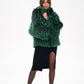 Reversible Genuine Silver Fox  Down Fill Coat in Emerald