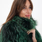 Reversible Genuine Silver Fox  Down Fill Coat in Emerald