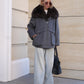 Rimini Genuine Fur Trim Wool Blend Parka in Graphite