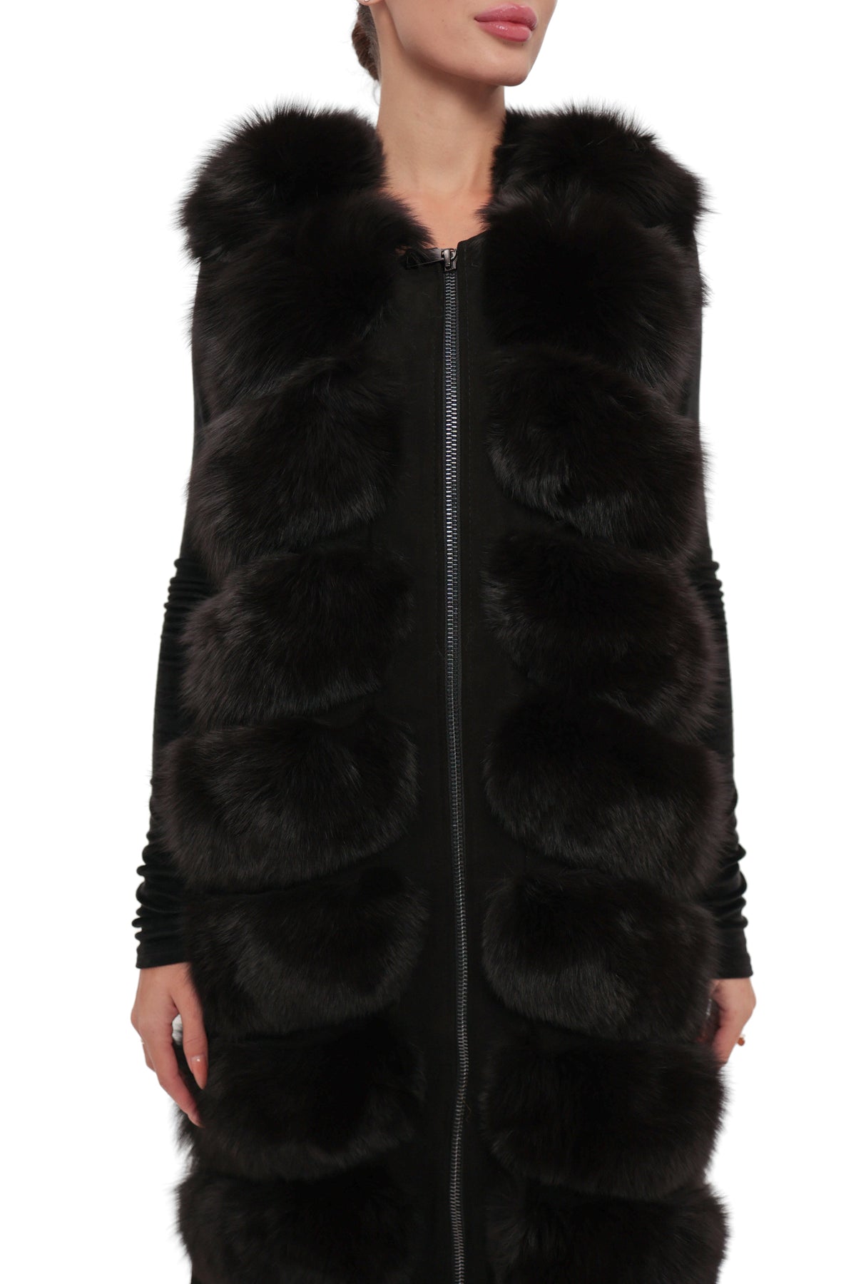Genuine Alaska® Outerwear Company polar fox fur vest, 90 cm, shown from the front