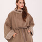 Genuine Scandinavian Mink Fur Double Face Wool Poncho