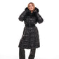 Cyrus Genuine Fur Trim Down Fill Coat in Black