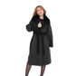 Boston Genuine Silver Fox Cashmere Blend Double-Face Coat in Graphite