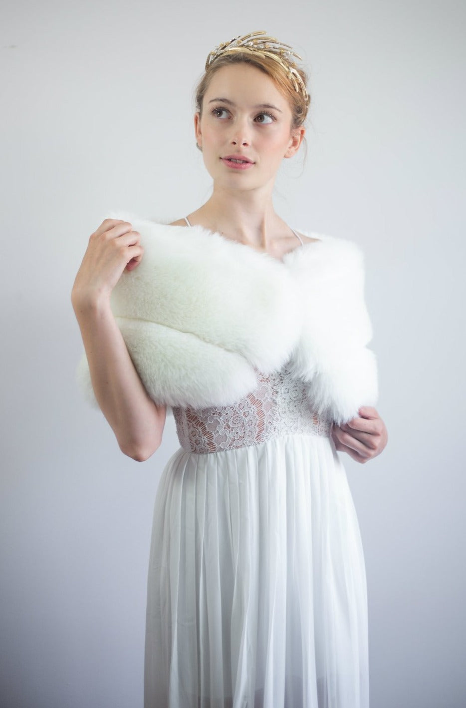 Ivory White Fur Wrap (Penelope Wht01)