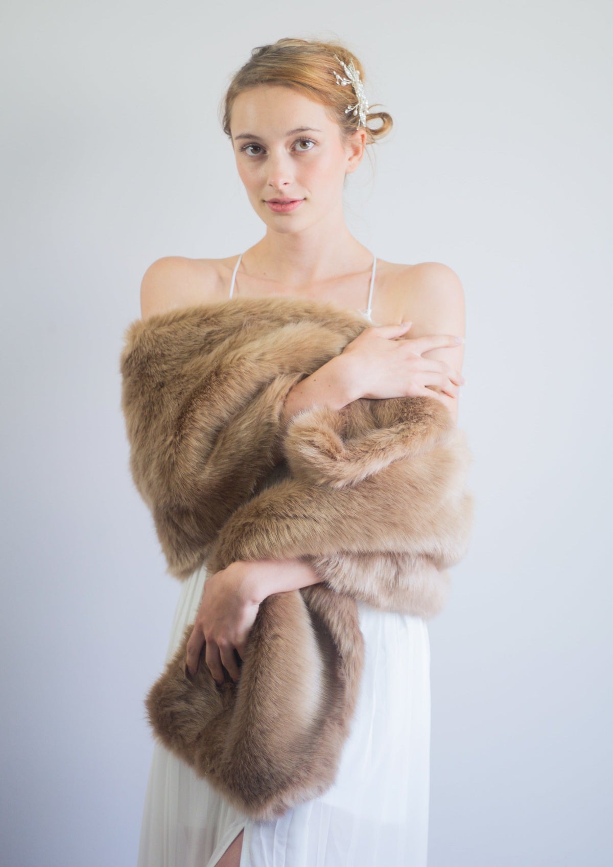 Honey Brown Fur Shawl (Lilian LBrw03)