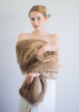 Honey Brown Fur Shawl (Lilian LBrw03)