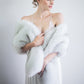 Light Gray / Silver with Black Tips Fur Shawl (Lilian LGry01)