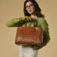 Valentina (cognac) - Italian calf leather women's handbag (with shoulder strap)