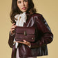 Mirella (eggplant) - Italian calf leather women's crossbody bag (with shoulder strap)