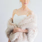Blush with Black Tips Faux Fur Shawl (Butterfly Blu02)