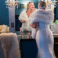 Ivory with Black Fur Shawl (Lilian Wht03)