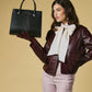Patrizia (black) - Italian calf leather women's handbag (with shoulder strap)